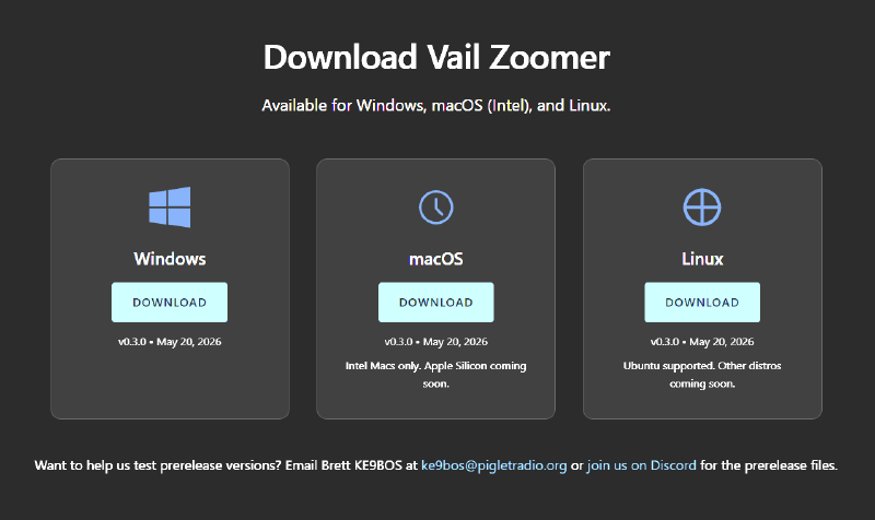 Vail Zoomer download page