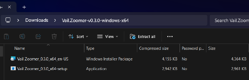 Downloaded installer files