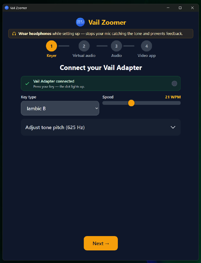 Setup step 1: connect your Vail Adapter