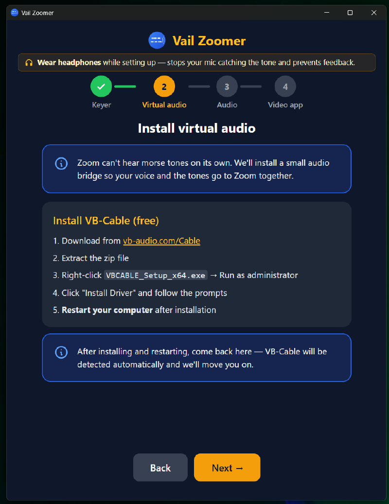 Setup step 2: install virtual audio